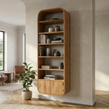 Organic Wooden Wall Mounted Bookshelf For Living Storage