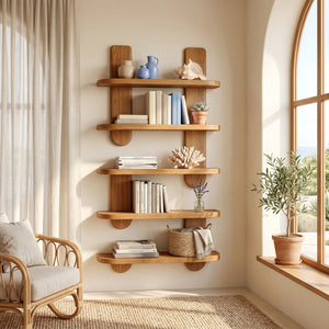 Modern Wooden Wall Mounted Bookshelf For Home Decor
