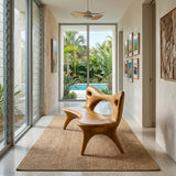 Contemporary Natural Wood Curved Bench For Living Room
