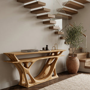 Contemporary Console Table With Sculptural Form For Entryway