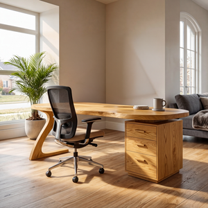 Modern Wooden Desk With Storage Drawers For Home Office