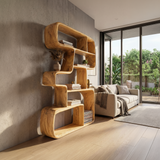 Rustic Farmhouse Geometric Bookshelf Hallway Storage Shelf