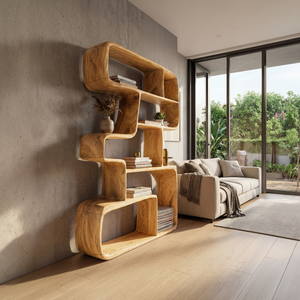 Rustic Farmhouse Geometric Bookshelf Hallway Storage Shelf