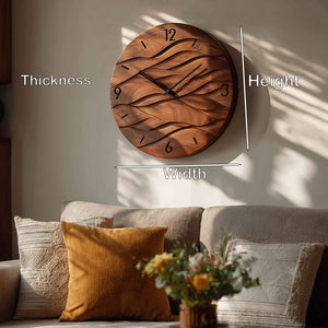 Organic Modern Wood Wave Wall Clock For Living Room