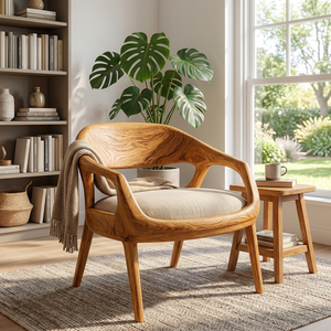 Mid Century Wooden Chair For Living Room Area