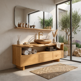 Mid Century Wooden Vanity For Bathroom Wall Mount