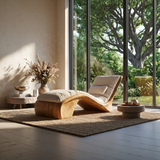 Sculptural Wood Chaise Lounge Coastal Modern Oceanfront Residence