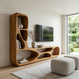 Organic Natural Wood TV Wall Unit For Living Room
