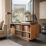 Elegant Vinyl Record Cabinet With Open Compartments For Living Room