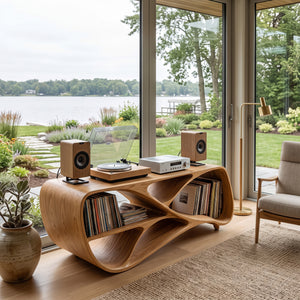 Contemporary Wooden Record Player Console For Living Room