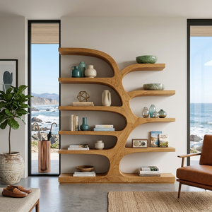 Handcrafted Curved Bookshelf For Living Room Furniture