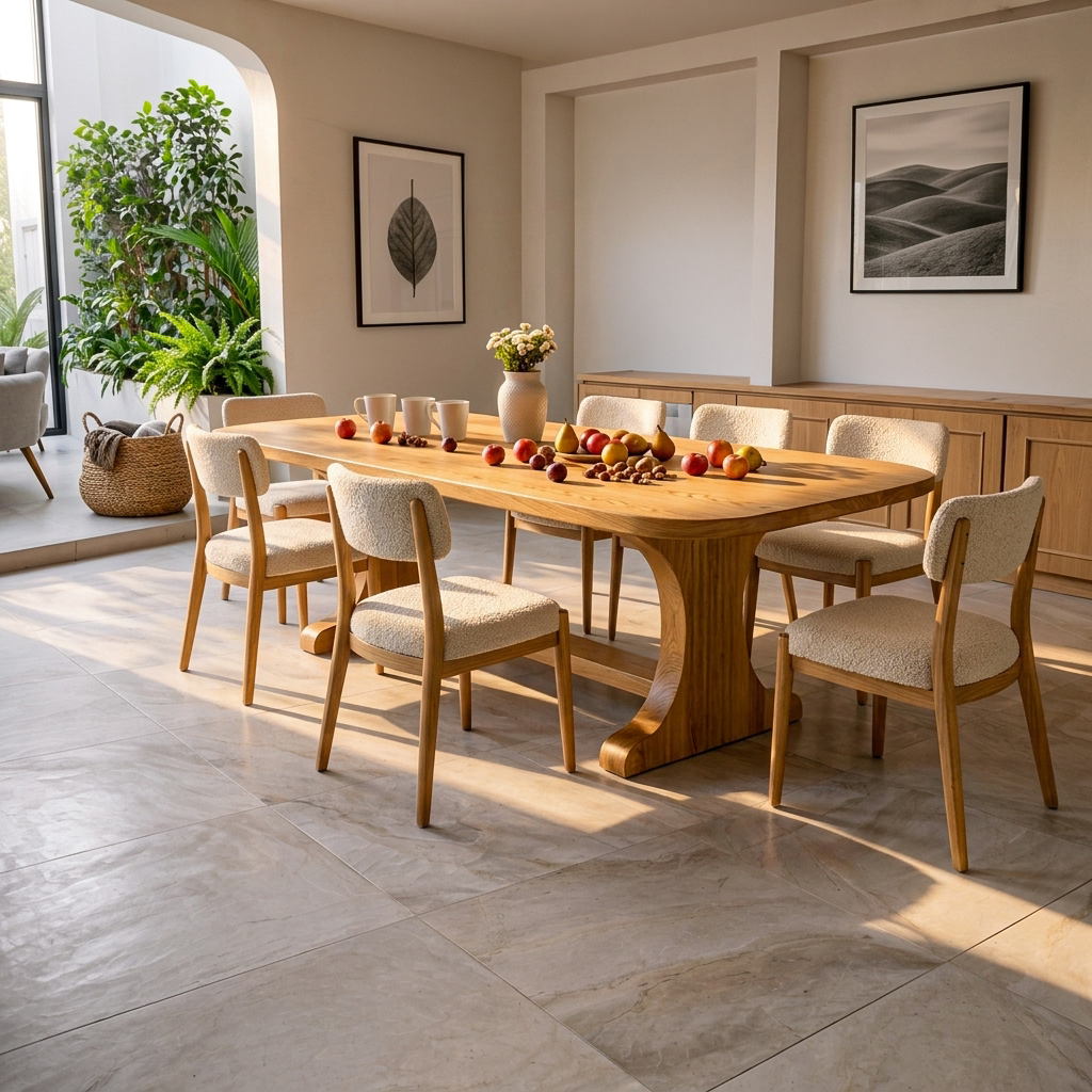 Wooden Dining Table With Farmhouse Style For Dining Room