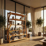 Elegant Wooden Standing Shelf With Tiers For Living Room