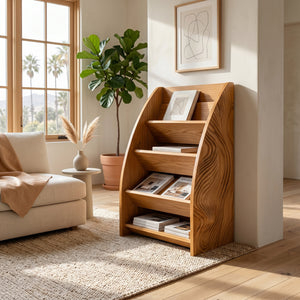 Modern Wooden Arched Magazine Rack For Living Room