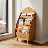 Contemporary Wooden Arched Magazine Rack With Tiers For Living Room