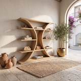 Luxury Organic Wooden Spa Shelf With Sculptural Curved Frame