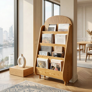 Contemporary Wooden Rounded Arch Magazine Rack For Reading Corner