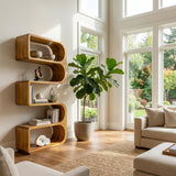 Minimalist Wooden Standing Shelf For Sunlit Living Room