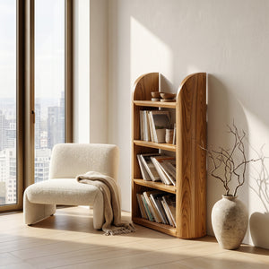 Scandinavian Wood Magazine Rack With Rounded Edge For Reading Corner
