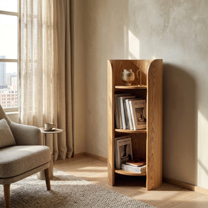 Contemporary Round Natural Wood Magazine Rack For Living Room