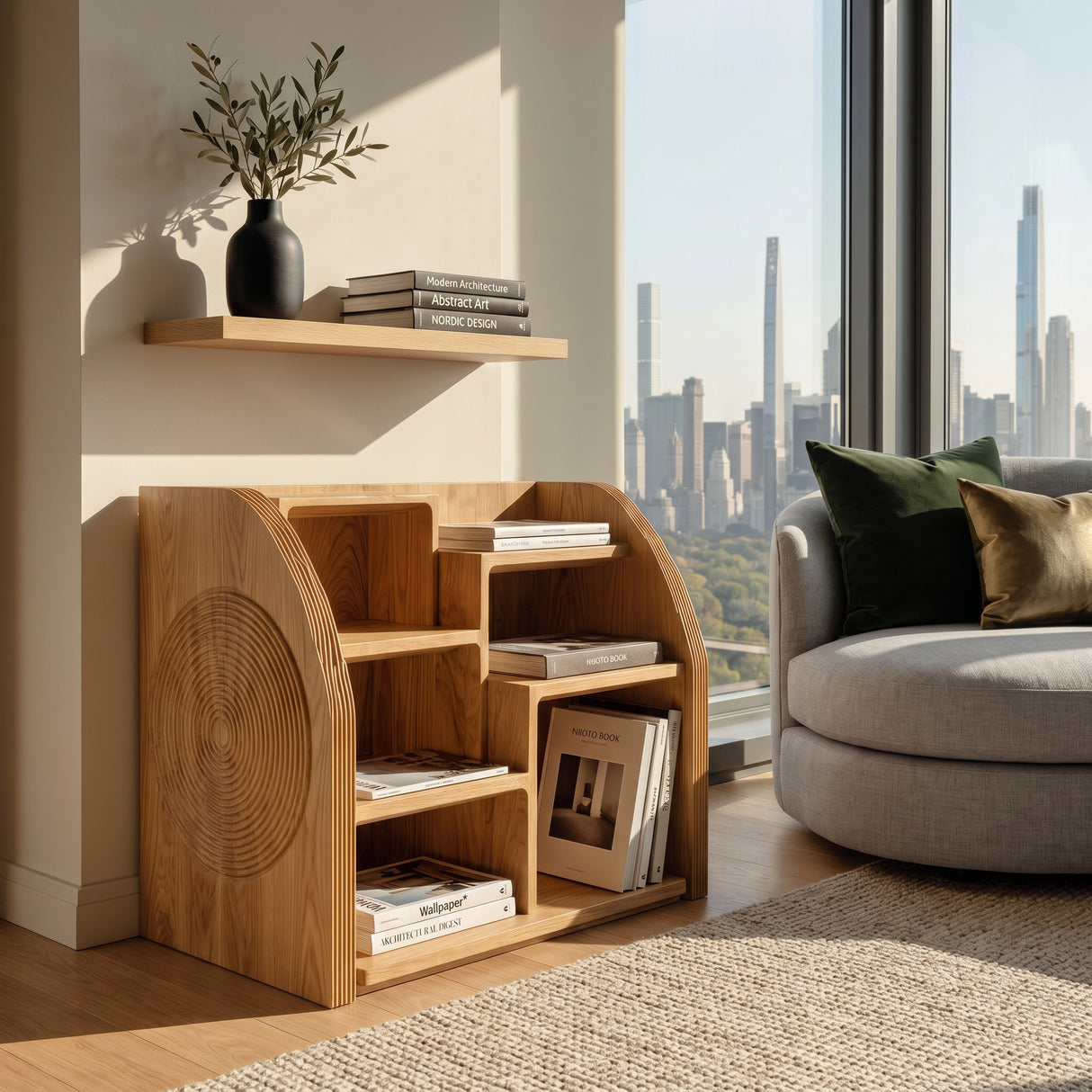 Modern Wooden Magazine Rack For Home Reading Corner