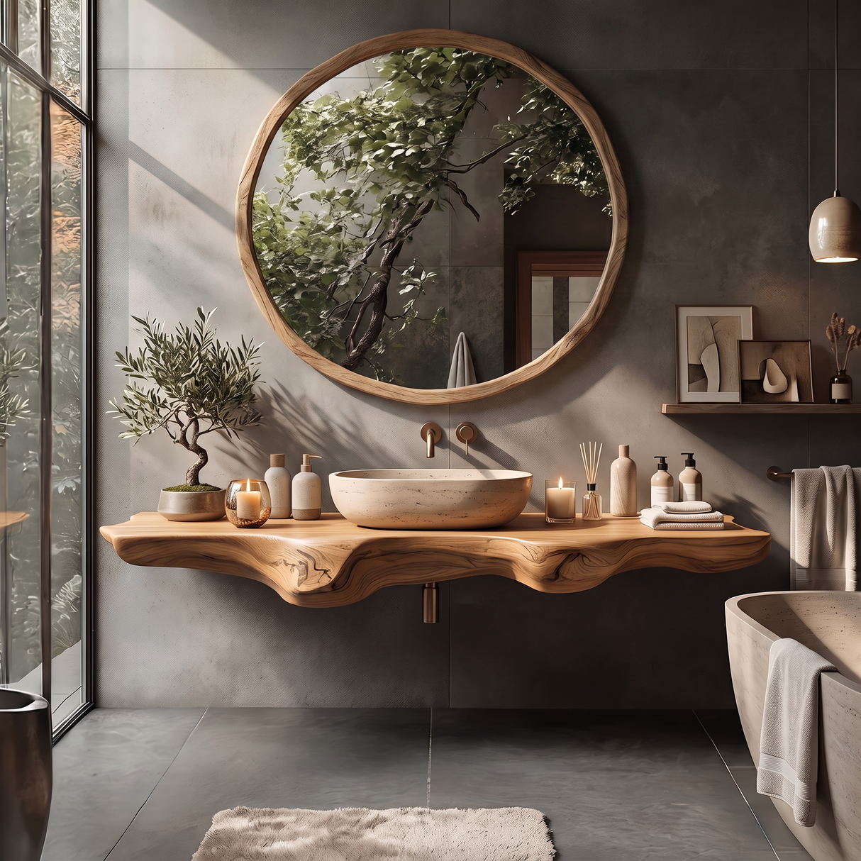 Mid Century Solid Wood Vanity For Sleek Bathroom