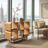 Mid Century Wood Rounded Edges Magazine Rack For Living Room