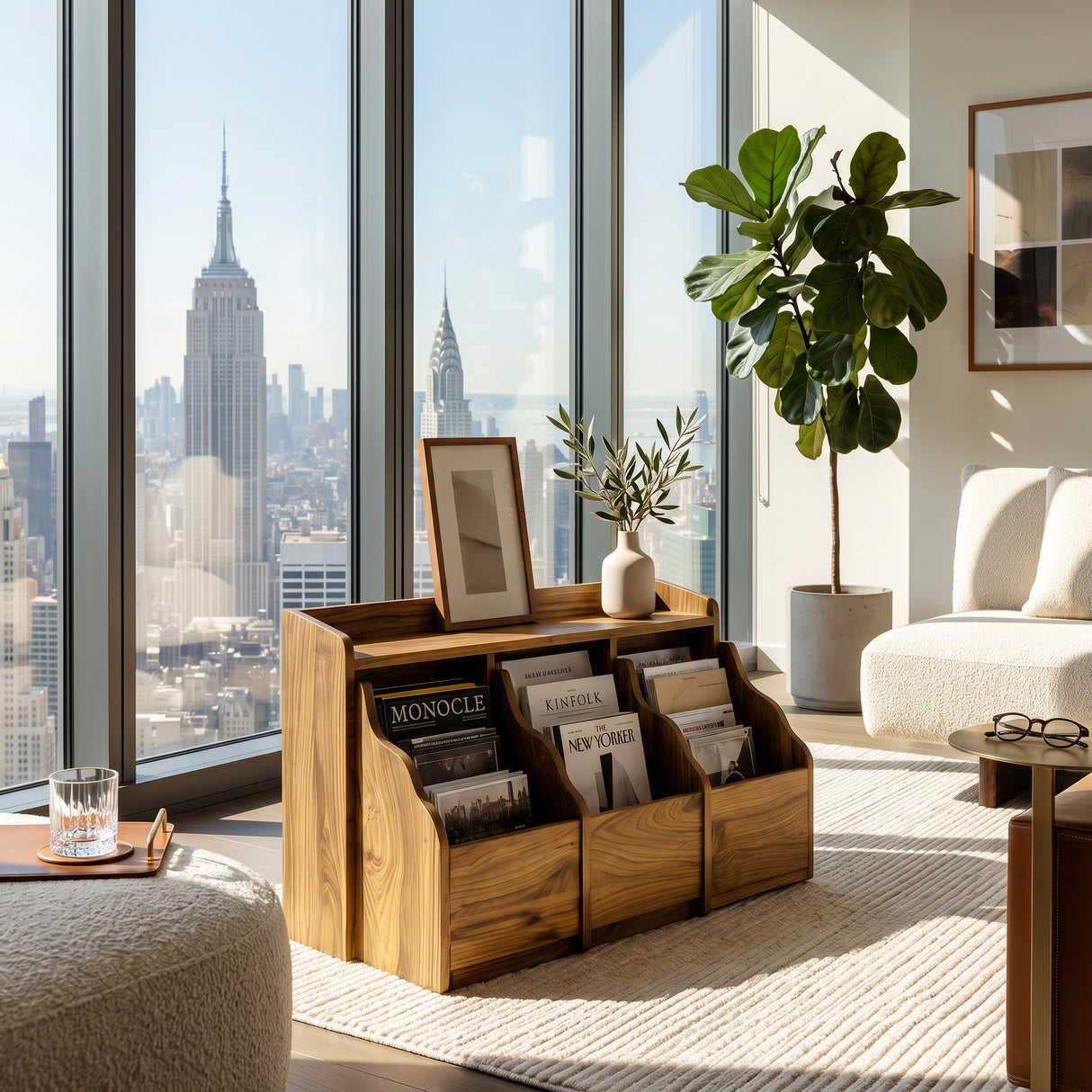 Modern Classic Wooden Magazine Rack For Home Decor