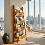 Contemporary Wooden Ladder Magazine Rack For Living Room