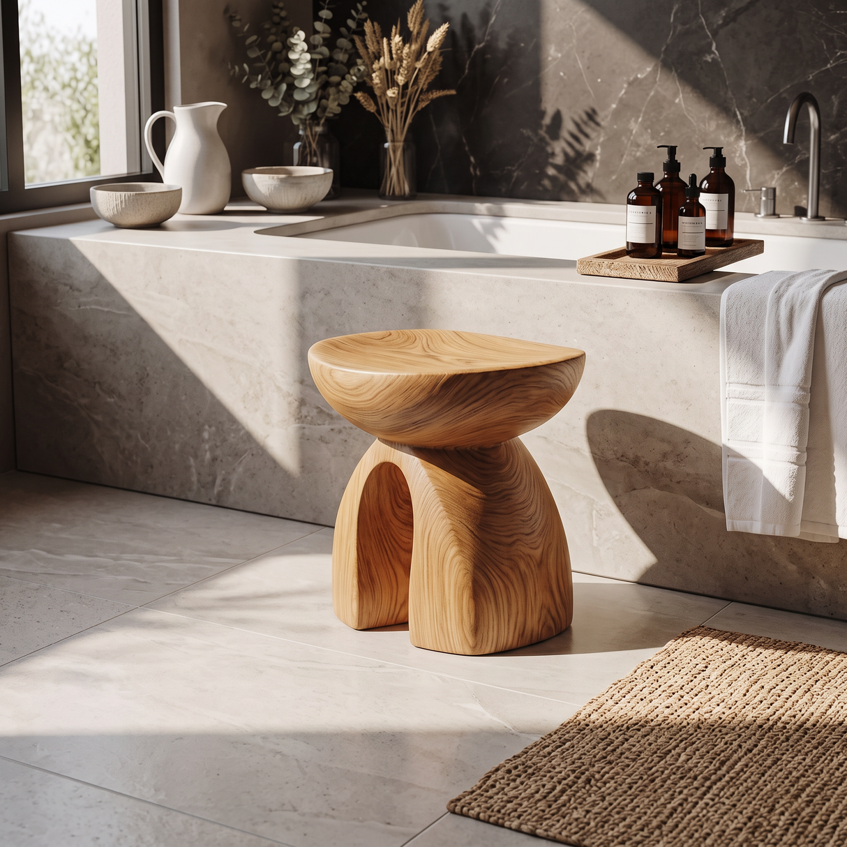 Rustic Shower Bench For Bathroom Seating And Decor