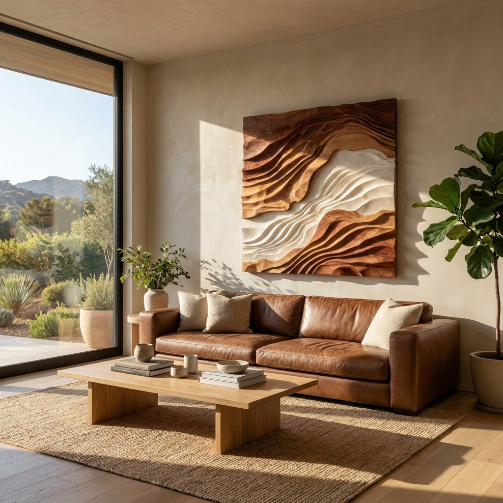 Contemporary Sculptural Wave Wall Art For Living Room