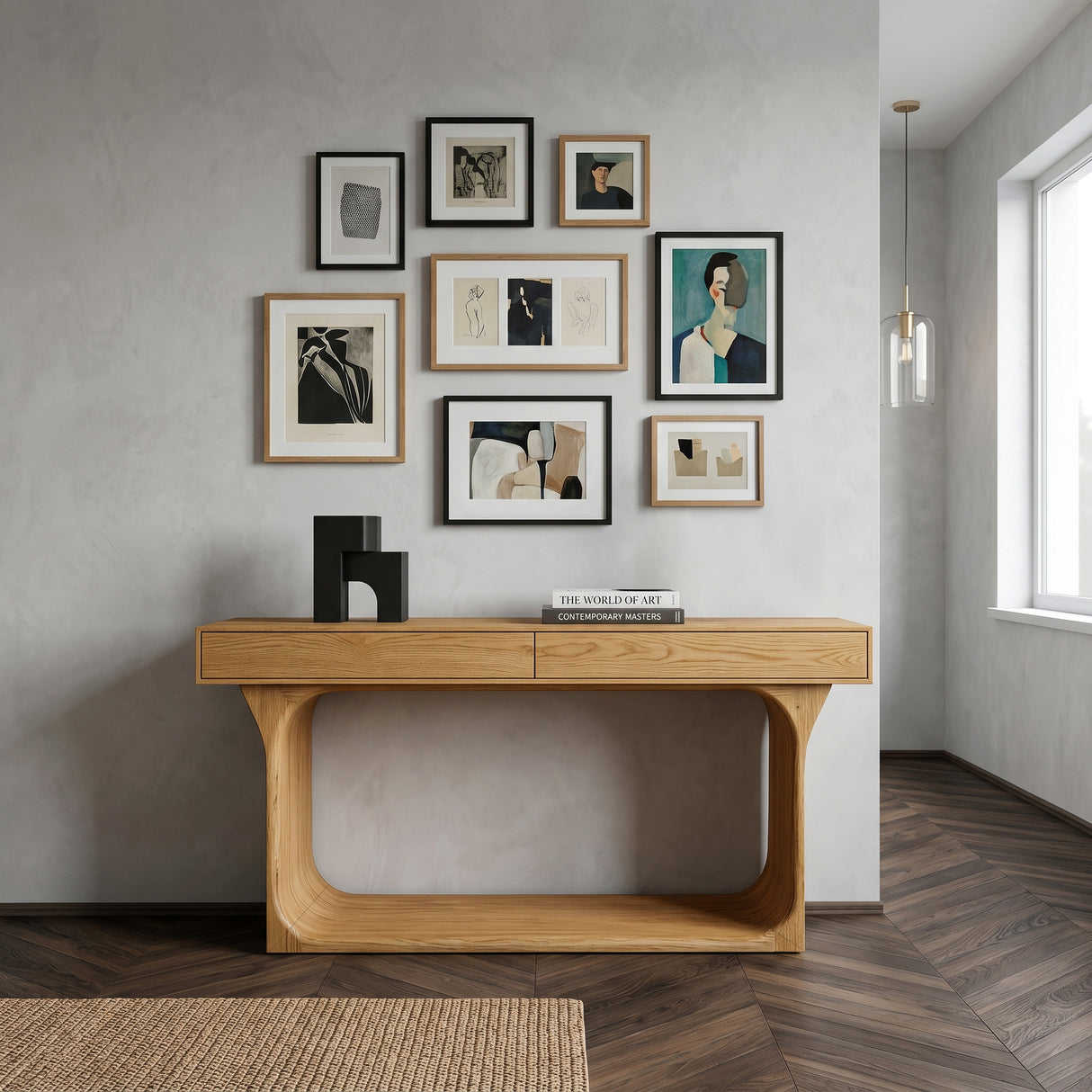 Modern Console Table With Rounded Base Frame For Home