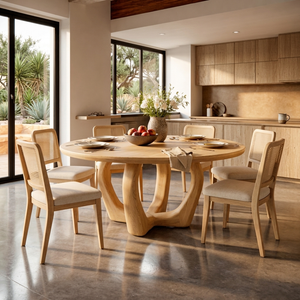 Elegant Wooden Round Dining Table For Dining Area