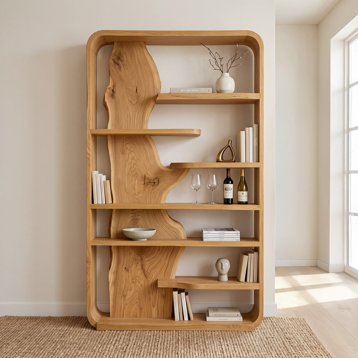 Contemporary Wooden Standing Shelf For Home Office Storage