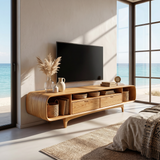 Rustic Walnut TV Cabinet For Lakeside Cabin Retreat