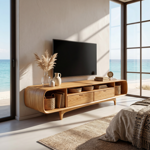 Rustic Walnut TV Cabinet For Lakeside Cabin Retreat