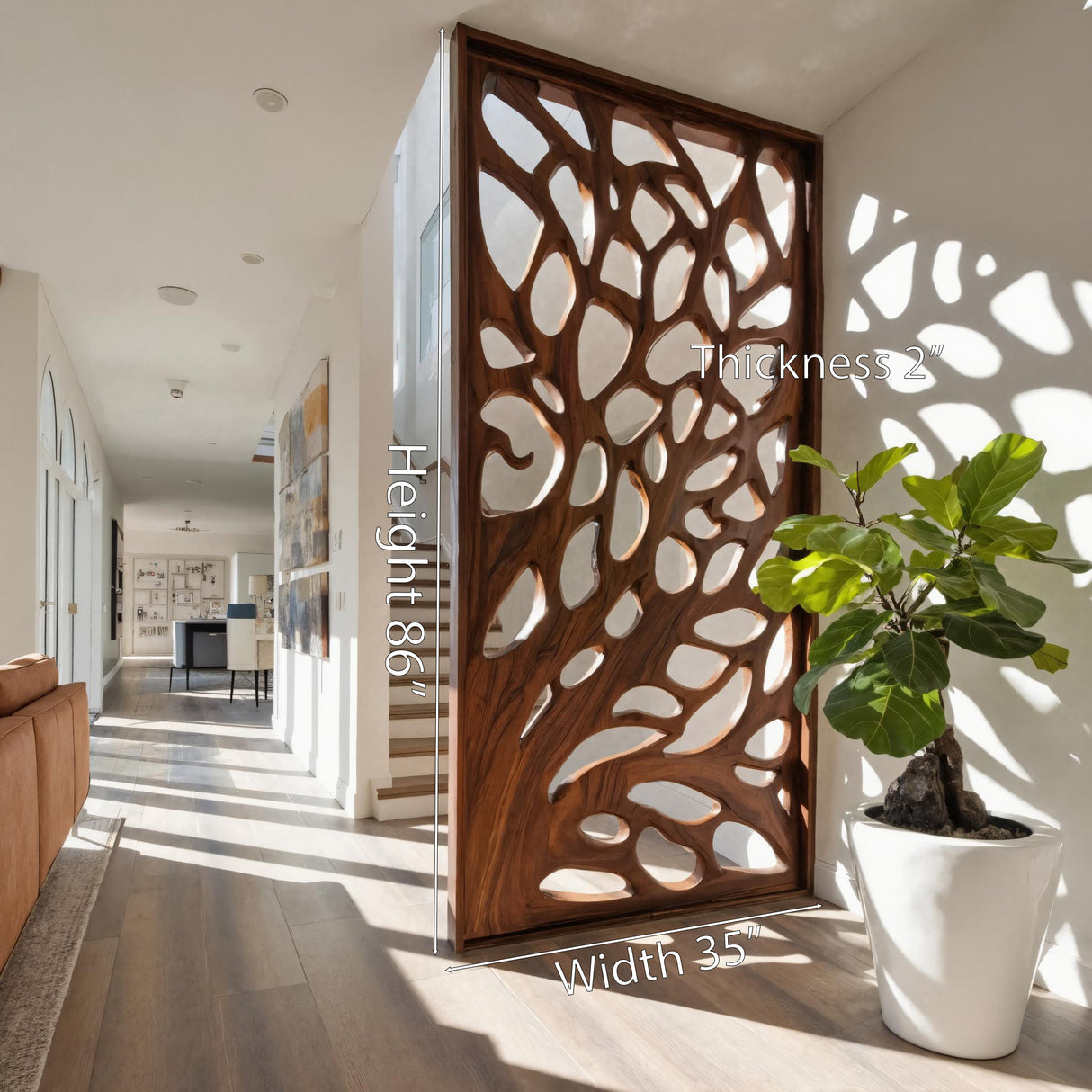 Modern Flowing Carved Divider For Living Room