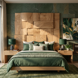 Modern Mosaic Wood Headboard For Luxury Tropical Bedroom Interior