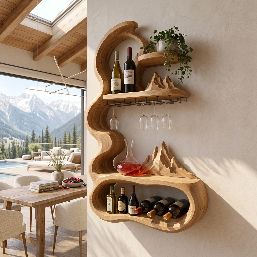 Mid Century Sculptural Wine Display For Dining Space