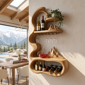 Mid Century Sculptural Wine Display For Dining Space