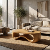 Modern Sculptural Wood Coffee Table For Living Room