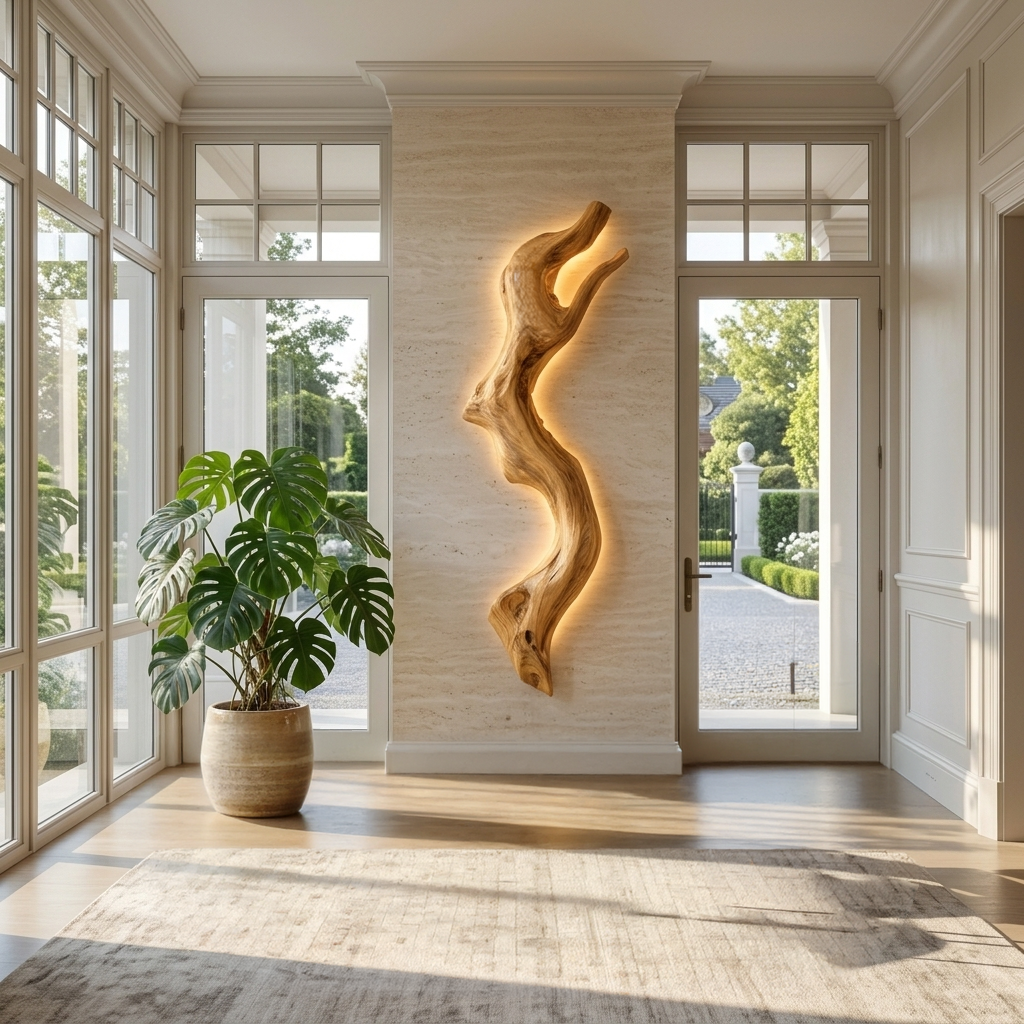 Rustic Natural Wood Wall Lamp For Living Room