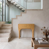 Organic Wooden Tapered Console Table For Living Room