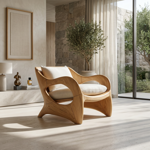 Resort-Inspired Sculptural Lounge Chair with Contemporary Elegance