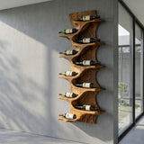 Rustic Natural Wood Wine Rack For Home Bar Wall Storage