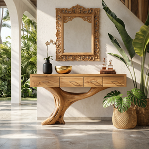 Farmhouse Solid Wood Dressing Table For Bedroom Decor And Storage