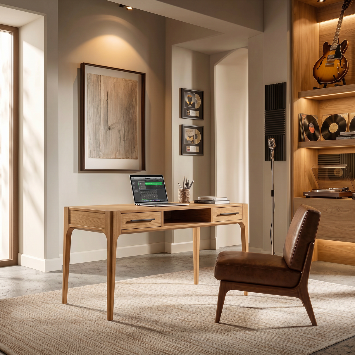Contemporary Writing Desk With Slim Drawers For Study Room