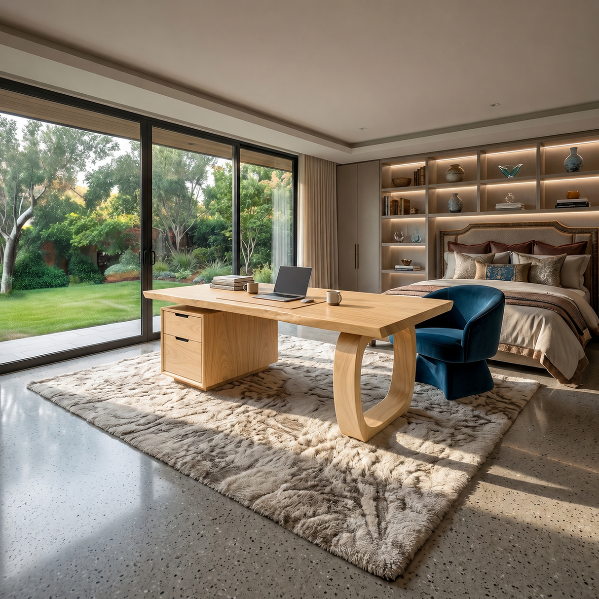 Modern Computer Desk With File Cabinet For Garden View Office