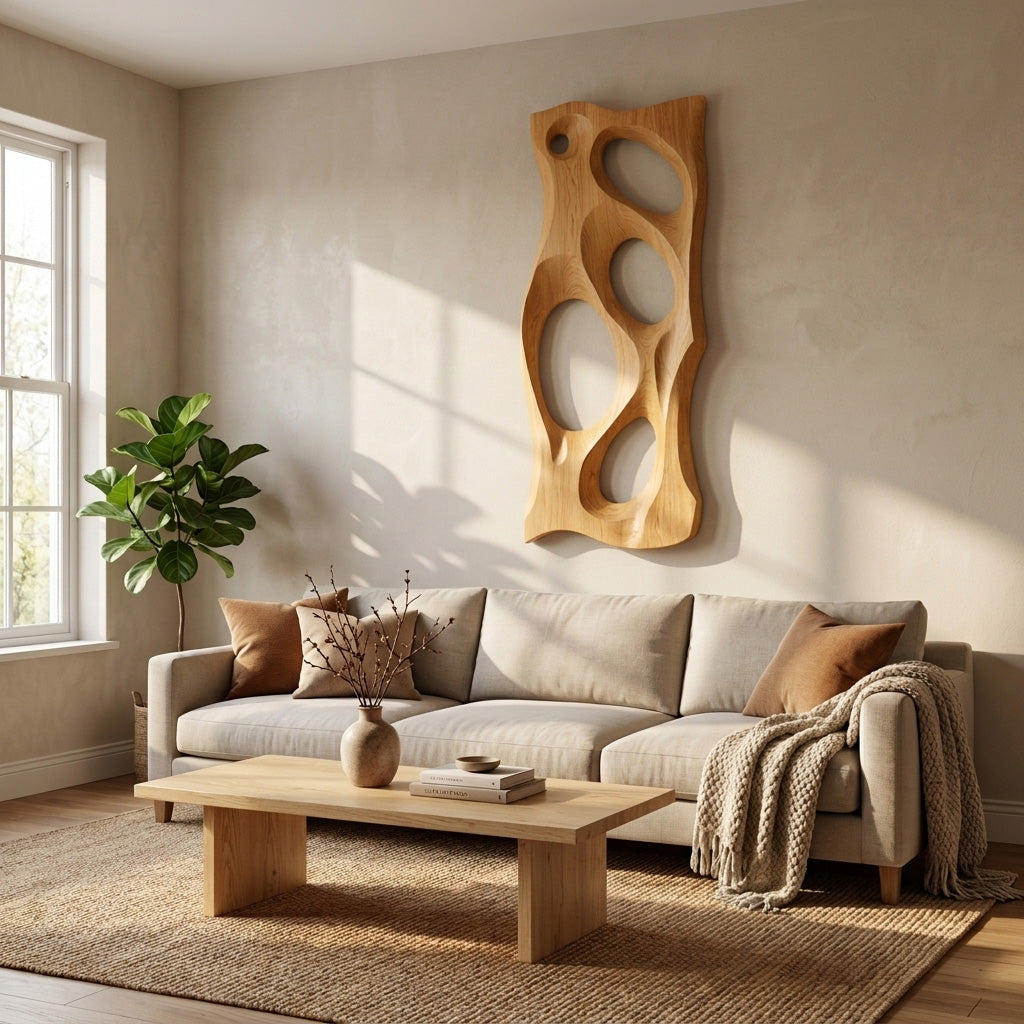 Modern Organic Sculpture Wood Wall Art For Living Room