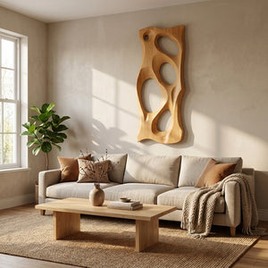 Modern Organic Sculpture Wood Wall Art For Living Room